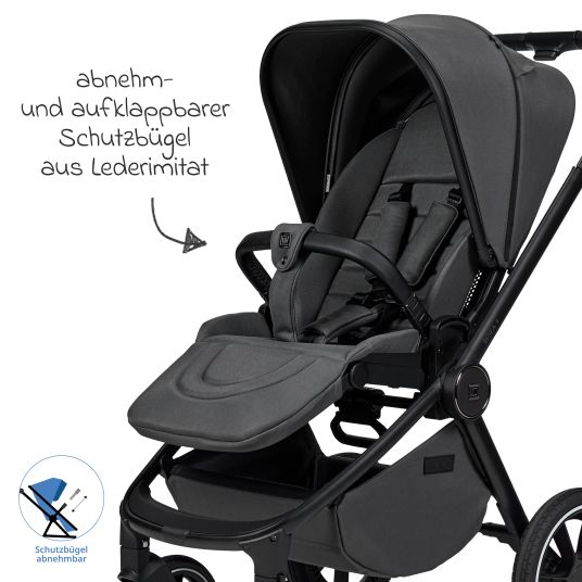 Moon 2in1 Kombi-Kinderwagen Resea + bis 22 kg mit Liegeposition, Babywanne, umsetzbare Sitzeinheit & Teleskopschieber - Anthra