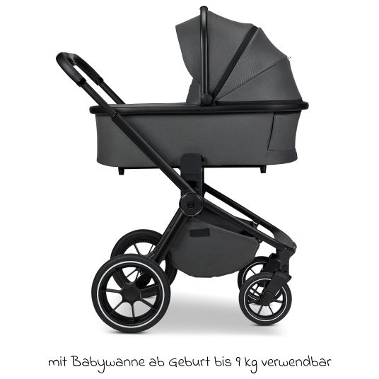 Moon 2in1 Kombi-Kinderwagen Resea + bis 22 kg mit Liegeposition, Babywanne, umsetzbare Sitzeinheit & Teleskopschieber - Anthra