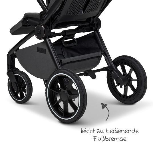 Moon 2in1 Kombi-Kinderwagen Resea + bis 22 kg mit Liegeposition, Babywanne, umsetzbare Sitzeinheit & Teleskopschieber - Anthra