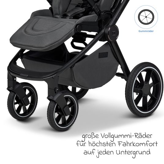 Moon 2in1 Kombi-Kinderwagen Resea + bis 22 kg mit Liegeposition, Babywanne, umsetzbare Sitzeinheit & Teleskopschieber - Anthra