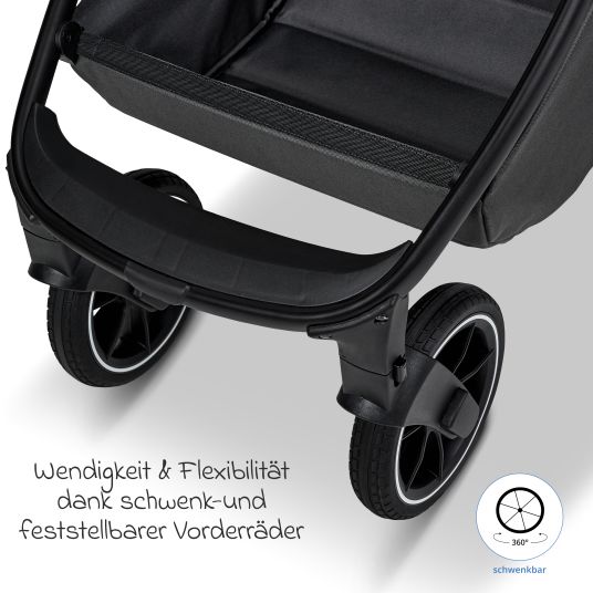 Moon 2in1 Kombi-Kinderwagen Resea + bis 22 kg mit Liegeposition, Babywanne, umsetzbare Sitzeinheit & Teleskopschieber - Anthra