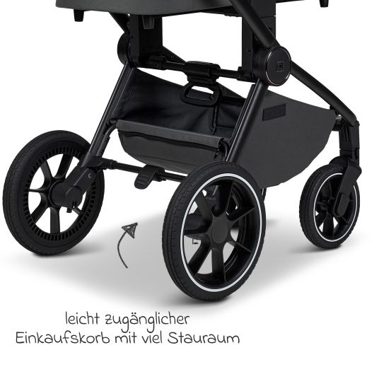 Moon 2in1 Kombi-Kinderwagen Resea + bis 22 kg mit Liegeposition, Babywanne, umsetzbare Sitzeinheit & Teleskopschieber - Anthra