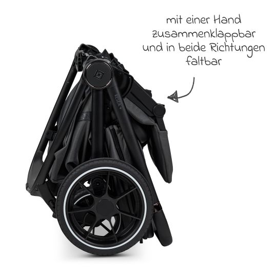 Moon 2in1 Kombi-Kinderwagen Resea + bis 22 kg mit Liegeposition, Babywanne, umsetzbare Sitzeinheit & Teleskopschieber - Anthra