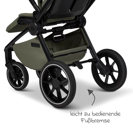 Moon 2in1 Kombi-Kinderwagen Resea + bis 22 kg mit Liegeposition, Babywanne, umsetzbare Sitzeinheit & Teleskopschieber - Moss