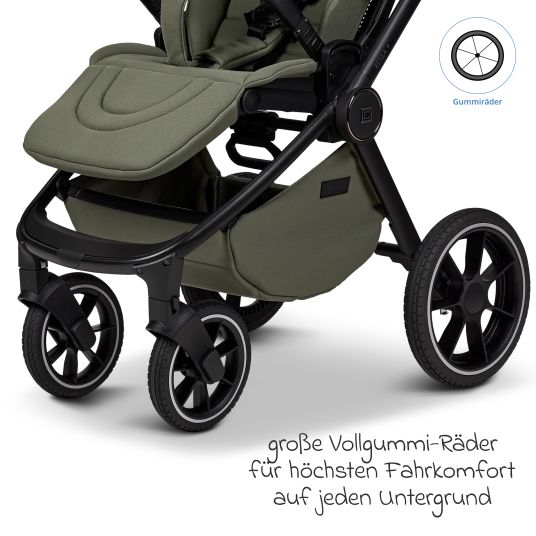 Moon 2in1 Kombi-Kinderwagen Resea + bis 22 kg mit Liegeposition, Babywanne, umsetzbare Sitzeinheit & Teleskopschieber - Moss