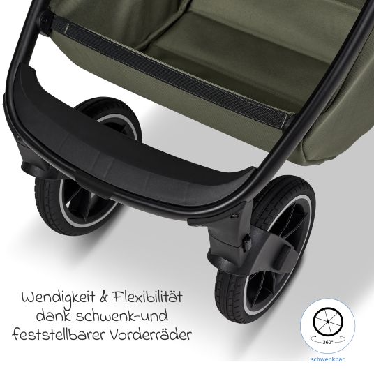 Moon 2in1 Kombi-Kinderwagen Resea + bis 22 kg mit Liegeposition, Babywanne, umsetzbare Sitzeinheit & Teleskopschieber - Moss