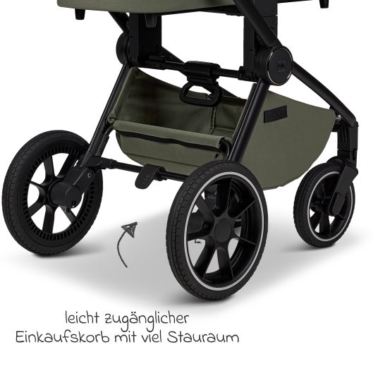 Moon 2in1 Kombi-Kinderwagen Resea + bis 22 kg mit Liegeposition, Babywanne, umsetzbare Sitzeinheit & Teleskopschieber - Moss