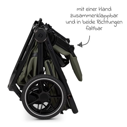 Moon 2in1 Kombi-Kinderwagen Resea + bis 22 kg mit Liegeposition, Babywanne, umsetzbare Sitzeinheit & Teleskopschieber - Moss