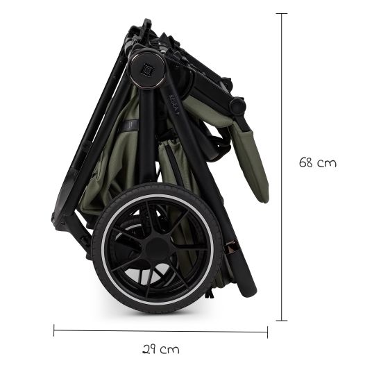 Moon 2in1 Kombi-Kinderwagen Resea + bis 22 kg mit Liegeposition, Babywanne, umsetzbare Sitzeinheit & Teleskopschieber - Moss