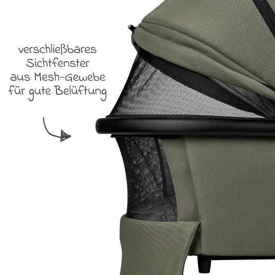 Moon 2in1 Kombi-Kinderwagen Resea + bis 22 kg mit Liegeposition, Babywanne, umsetzbare Sitzeinheit & Teleskopschieber - Moss