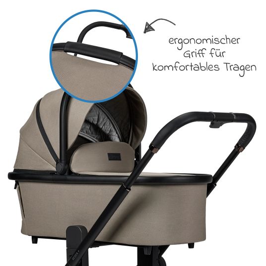 Moon 2in1 Kombi-Kinderwagen Resea + bis 22 kg mit Liegeposition, Babywanne, umsetzbare Sitzeinheit & Teleskopschieber - Mud