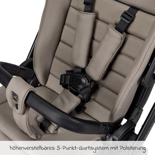 Moon 2in1 Kombi-Kinderwagen Resea + bis 22 kg mit Liegeposition, Babywanne, umsetzbare Sitzeinheit & Teleskopschieber - Mud