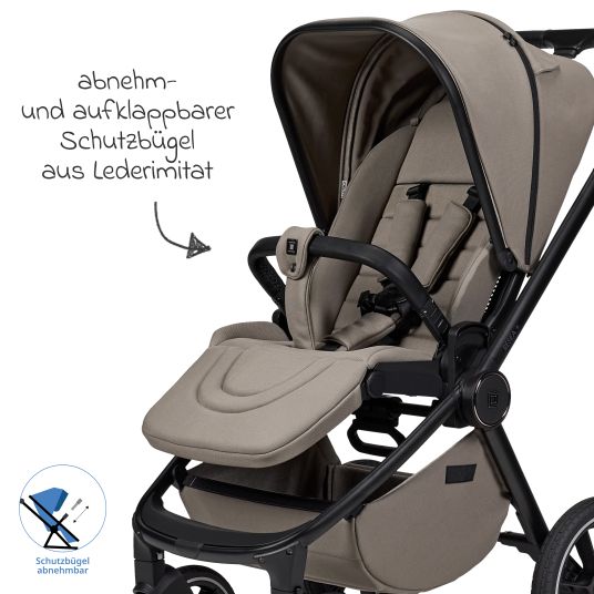 Moon 2in1 Kombi-Kinderwagen Resea + bis 22 kg mit Liegeposition, Babywanne, umsetzbare Sitzeinheit & Teleskopschieber - Mud