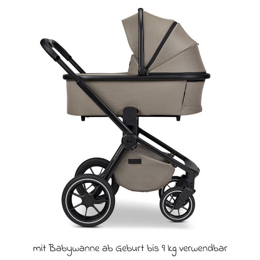 Moon 2in1 Kombi-Kinderwagen Resea + bis 22 kg mit Liegeposition, Babywanne, umsetzbare Sitzeinheit & Teleskopschieber - Mud