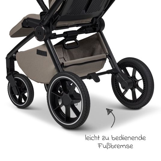 Moon 2in1 Kombi-Kinderwagen Resea + bis 22 kg mit Liegeposition, Babywanne, umsetzbare Sitzeinheit & Teleskopschieber - Mud