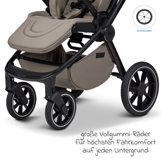 Moon 2in1 Kombi-Kinderwagen Resea + bis 22 kg mit Liegeposition, Babywanne, umsetzbare Sitzeinheit & Teleskopschieber - Mud