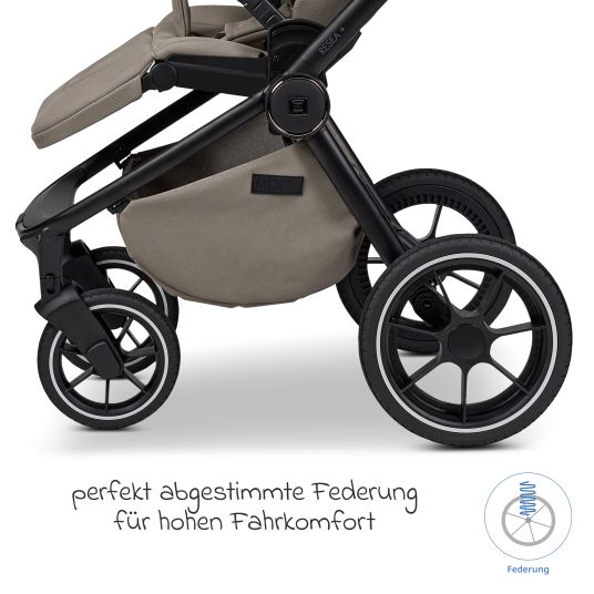 Moon 2in1 Kombi-Kinderwagen Resea + bis 22 kg mit Liegeposition, Babywanne, umsetzbare Sitzeinheit & Teleskopschieber - Mud