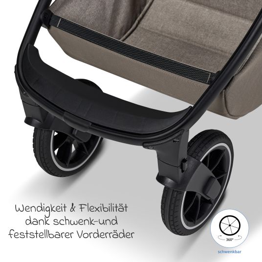 Moon 2in1 Kombi-Kinderwagen Resea + bis 22 kg mit Liegeposition, Babywanne, umsetzbare Sitzeinheit & Teleskopschieber - Mud