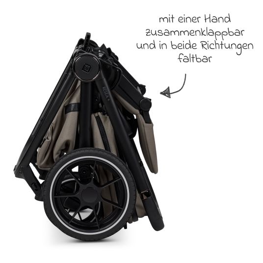 Moon 2in1 Kombi-Kinderwagen Resea + bis 22 kg mit Liegeposition, Babywanne, umsetzbare Sitzeinheit & Teleskopschieber - Mud