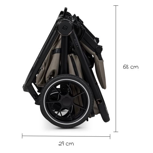 Moon 2in1 Kombi-Kinderwagen Resea + bis 22 kg mit Liegeposition, Babywanne, umsetzbare Sitzeinheit & Teleskopschieber - Mud