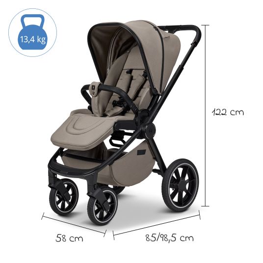 Moon 2in1 Kombi-Kinderwagen Resea + bis 22 kg mit Liegeposition, Babywanne, umsetzbare Sitzeinheit & Teleskopschieber - Mud