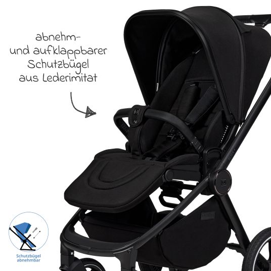 Moon 2in1 Kombi-Kinderwagen Resea + bis 22 kg mit Liegeposition, Babywanne, umsetzbare Sitzeinheit & Teleskopschieber - Onyx