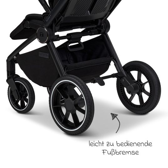 Moon 2in1 Kombi-Kinderwagen Resea + bis 22 kg mit Liegeposition, Babywanne, umsetzbare Sitzeinheit & Teleskopschieber - Onyx