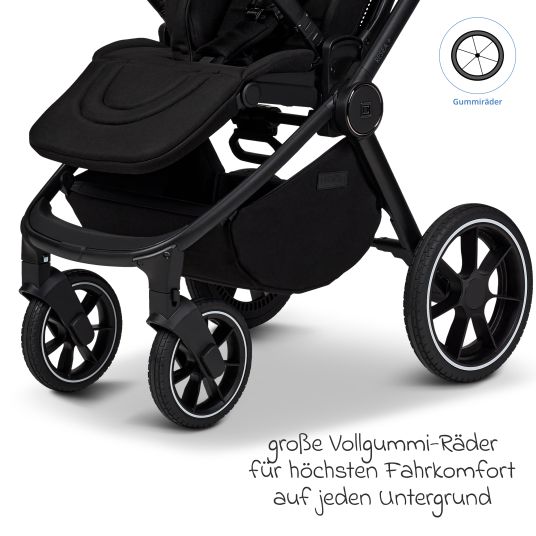 Moon 2in1 Kombi-Kinderwagen Resea + bis 22 kg mit Liegeposition, Babywanne, umsetzbare Sitzeinheit & Teleskopschieber - Onyx