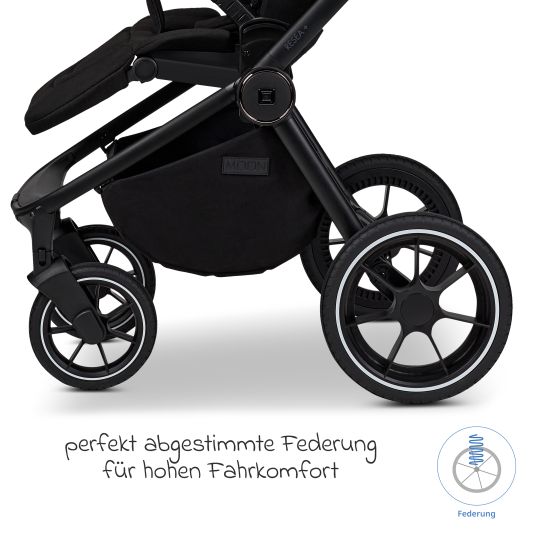 Moon 2in1 Kombi-Kinderwagen Resea + bis 22 kg mit Liegeposition, Babywanne, umsetzbare Sitzeinheit & Teleskopschieber - Onyx