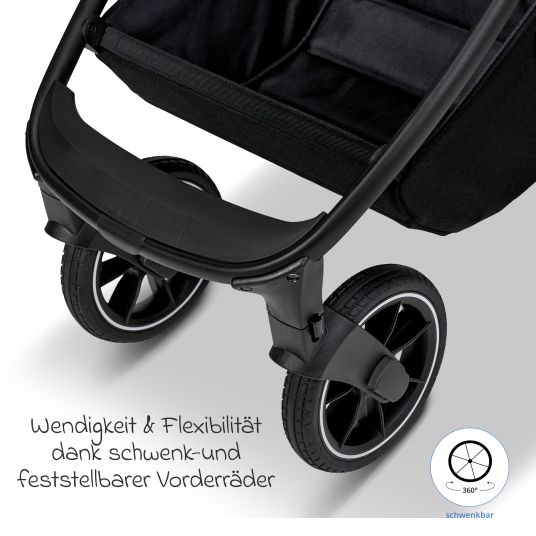 Moon 2in1 Kombi-Kinderwagen Resea + bis 22 kg mit Liegeposition, Babywanne, umsetzbare Sitzeinheit & Teleskopschieber - Onyx