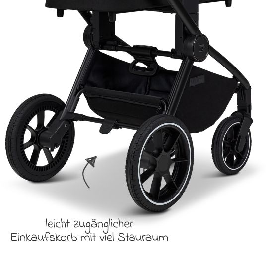 Moon 2in1 Kombi-Kinderwagen Resea + bis 22 kg mit Liegeposition, Babywanne, umsetzbare Sitzeinheit & Teleskopschieber - Onyx