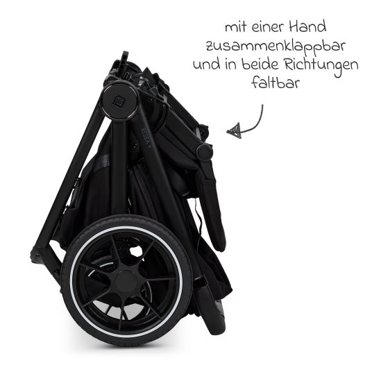 Moon 2in1 Kombi-Kinderwagen Resea + bis 22 kg mit Liegeposition, Babywanne, umsetzbare Sitzeinheit & Teleskopschieber - Onyx