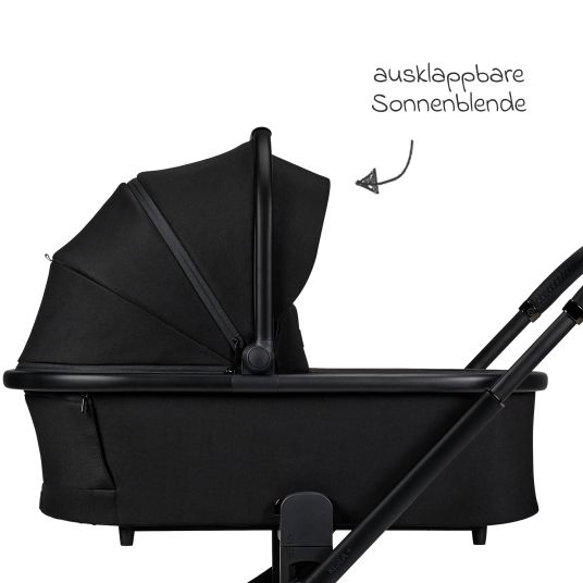 Moon 2in1 Kombi-Kinderwagen Resea + bis 22 kg mit Liegeposition, Babywanne, umsetzbare Sitzeinheit & Teleskopschieber - Onyx