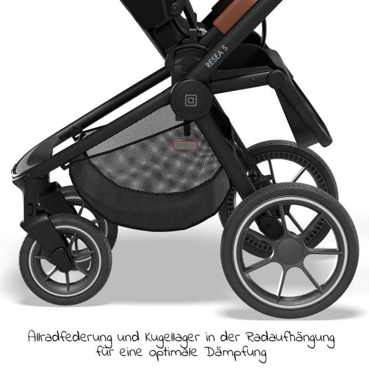 Moon 2in1 Kombi-Kinderwagen Resea S Basic mit Sportsitz, Babywanne - bis 22 kg - Black Melange