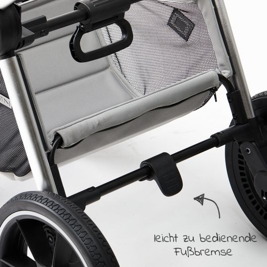 Moon 2in1 Kombi-Kinderwagen Resea S Basic mit Sportsitz, Babywanne - bis 22 kg - Shadow Melange