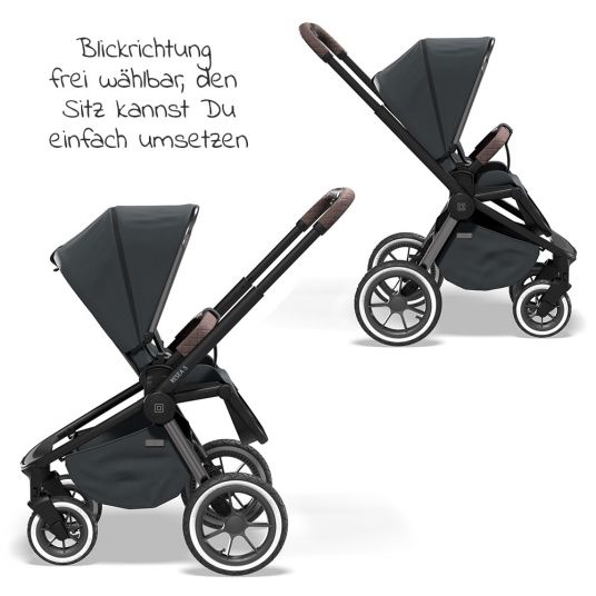 Moon 2in1 Kombi-Kinderwagen Resea S Edition mit Sportsitz, Babywanne &  Matratze, Lufträder - bis 22 kg -  Anthrazit Black Chrome