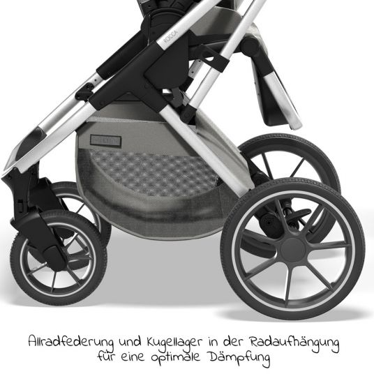 Moon 2in1 Kombi-Kinderwagen Rocca Basic mit Sportsitz, Babywanne - bis 22 kg - Shadow