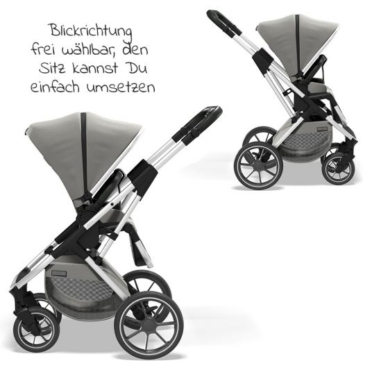 Moon 2in1 Kombi-Kinderwagen Rocca Basic mit Sportsitz, Babywanne - bis 22 kg - Shadow