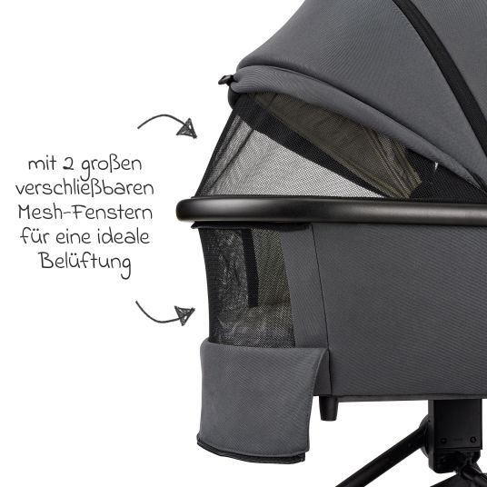 Moon 2in1 Kombi-Kinderwagen Resea+ bis 22 kg belastbar - Luftreifen, umsetzbare Sitzeinheit, Babywanne &Teleskopschieber, - Edition - Anthrazit