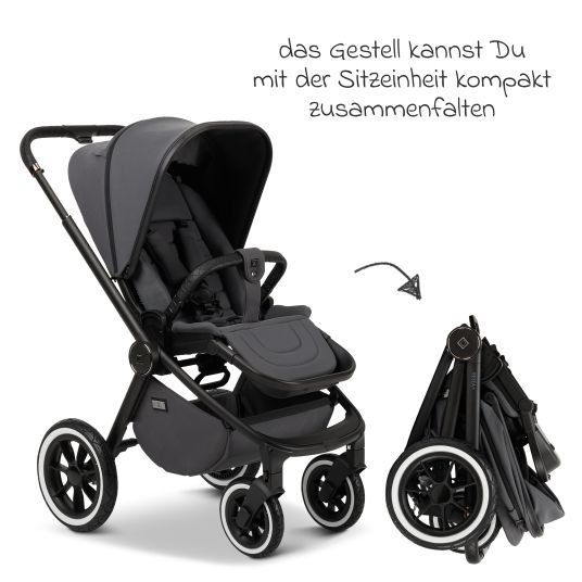 Moon 2in1 Kombi-Kinderwagen Resea+ bis 22 kg belastbar - Luftreifen, umsetzbare Sitzeinheit, Babywanne &Teleskopschieber, - Edition - Anthrazit