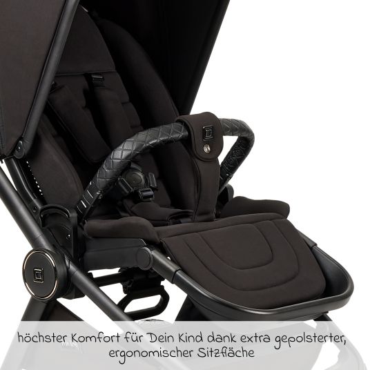 Moon 2in1 Kombi-Kinderwagen Resea+ bis 22 kg belastbar - Luftreifen, umsetzbare Sitzeinheit, Babywanne &Teleskopschieber, - Edition - Black