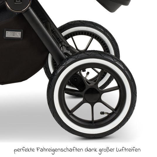 Moon 2in1 Kombi-Kinderwagen Resea+ bis 22 kg belastbar - Luftreifen, umsetzbare Sitzeinheit, Babywanne &Teleskopschieber, - Edition - Black