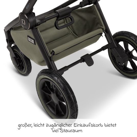 Moon 2in1 Kombi-Kinderwagen Resea+ bis 22 kg belastbar - Luftreifen, umsetzbare Sitzeinheit, Babywanne &Teleskopschieber, - Edition - Moss Green