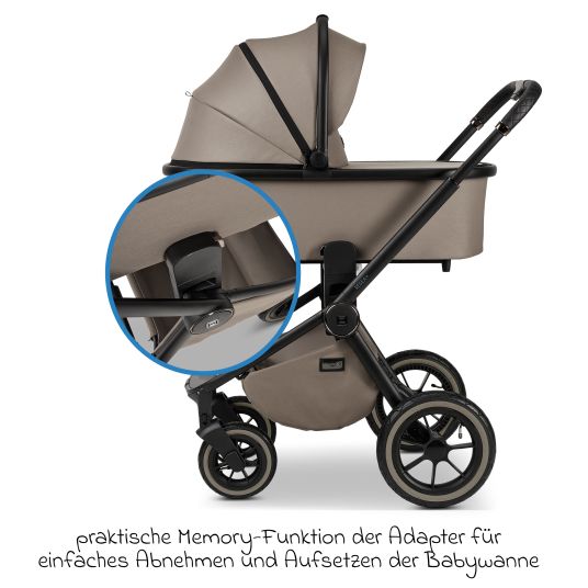 Moon 2in1 Kombi-Kinderwagen Resea + bis 22 kg belastbar - Luftreifen, umsetzbare Sitzeinheit, Babywanne &Teleskopschieber, - Edition - Mud