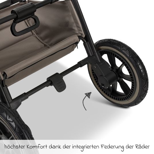 Moon 2in1 Kombi-Kinderwagen Resea + bis 22 kg belastbar - Luftreifen, umsetzbare Sitzeinheit, Babywanne &Teleskopschieber, - Edition - Mud