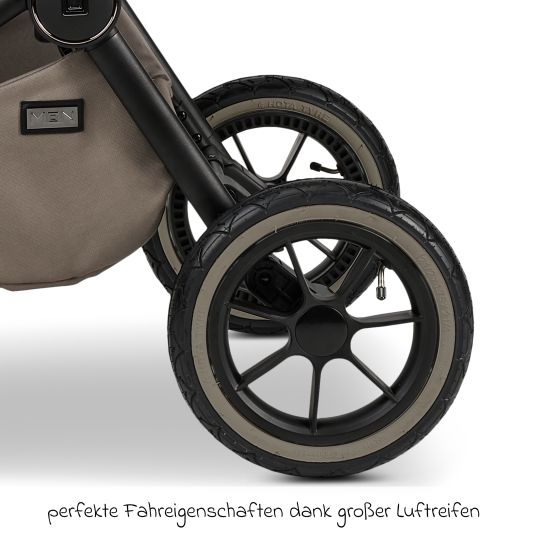 Moon 2in1 baby carriage Resea + up to 22 kg load capacity - pneumatic tires, convertible seat unit, carrycot & telescopic pushchair, - Edition - Mud