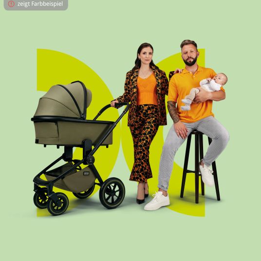 Moon 2in1 baby carriage Resea + up to 22 kg load capacity - pneumatic tires, convertible seat unit, carrycot & telescopic pushchair, - Edition - Mud