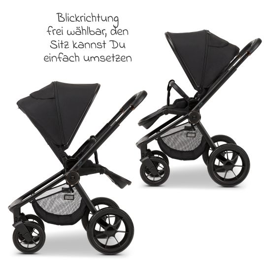 Moon Buggy & pushchair Premium Sport up to 22 kg load capacity - convertible seat unit, 180° reclining position & telescopic push bar - Black Melange