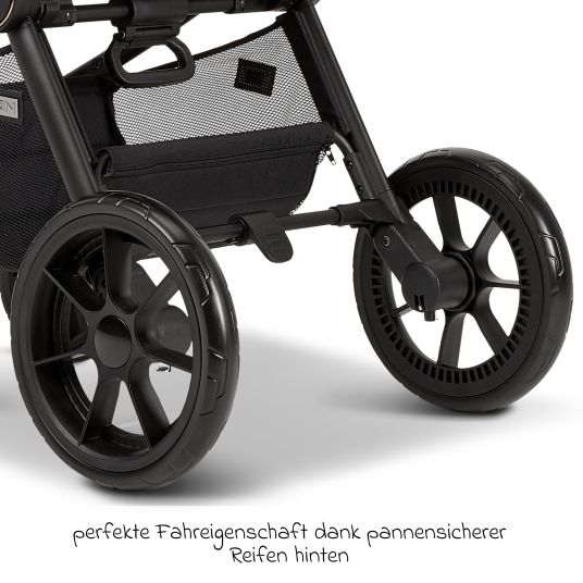 Moon Buggy & pushchair Premium Sport up to 22 kg load capacity - convertible seat unit, 180° reclining position & telescopic push bar - Black Melange
