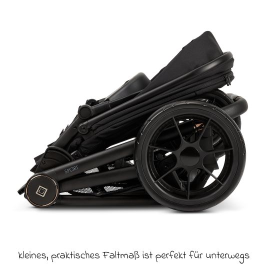Moon Buggy & Sportwagen Premium Sport bis 22 kg belastbar - umsetzbare Sitzeinheit, 180° Liegeposition & Teleskopschieber - Black Melange